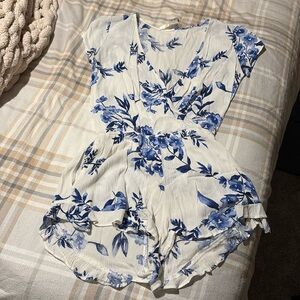 Blue floral romper